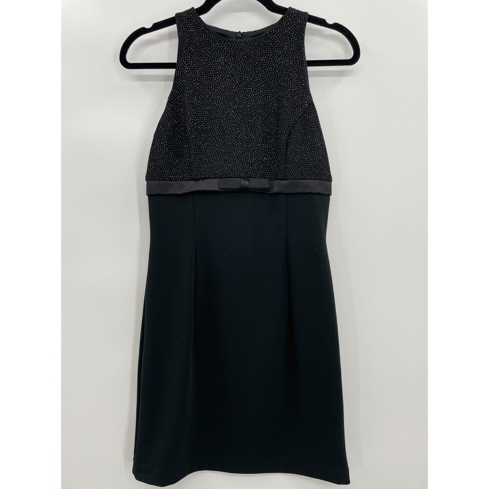 SCOTT MCCLINTOCK Black Sparkle Sleeveless High Neck Bodycon Dress Size 6